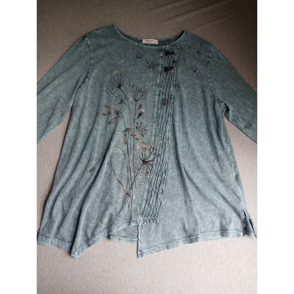 Jess And Jane Top Large Floral Pintuck Wearable Art Artsy Lagenlook USA Made